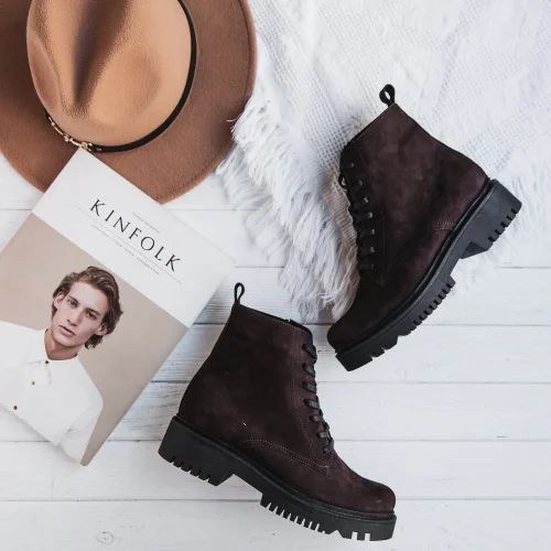 Women’s Chocolate Suede Winter Ankle Boots