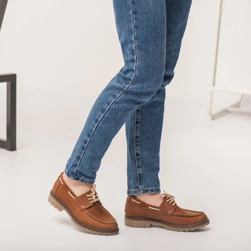 Women’s Brown Leather Boat Moccasin Loafers