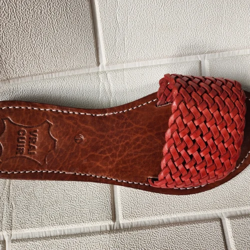 Women’s Terracotta Braided Moroccan Leather Slides