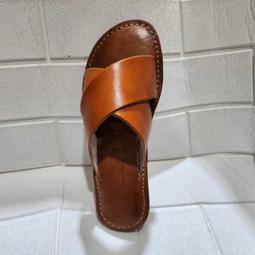 Women’s Brown Crisscross Moroccan Leather Sandals