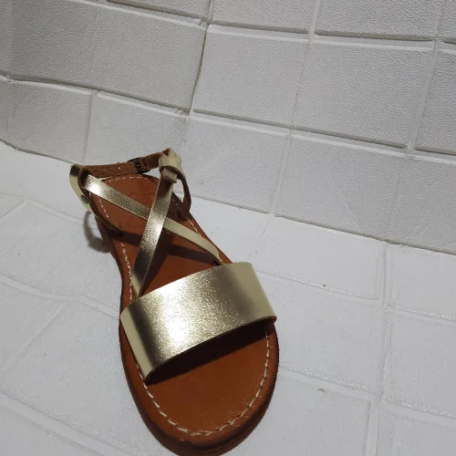 Women’s Gold Crisscross Moroccan Leather Sandals