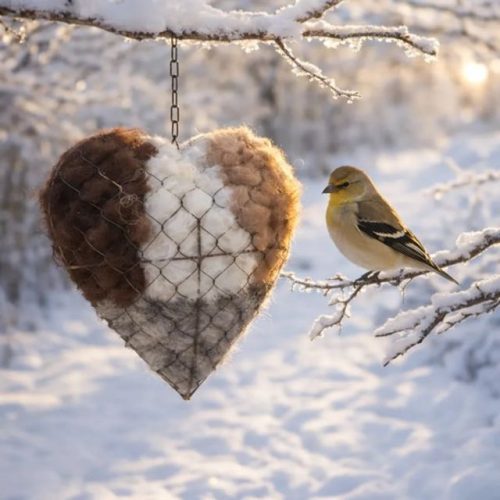 🕊️ Handmade Cotton Bird Nesting Heart 💞